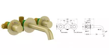 Смеситель для раковины «Timo» Saona 2381/17SM с термостатом матовое золото