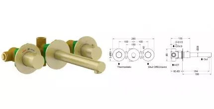 Смеситель для раковины «Timo» Saona 2382/17SM с термостатом матовое золото