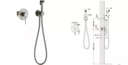 Смеситель с гигиеническим душем «Timo» Saona 2389/18SM чёрное золото