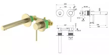 Смеситель для раковины «Timo» Saona 2391/17SM матовое золото