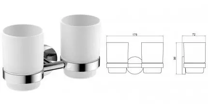 Двойной стакан для зубных щёток «Timo» Saona 13034/00 на стену хром