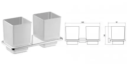 Двойной стакан для зубных щёток «Timo» Torne 43034/00 на стену хром