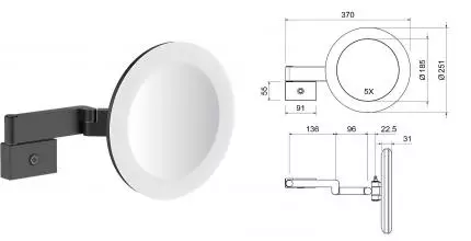 Косметическое зеркало «Timo» Selene 15276/03 на стену чёрное матовое