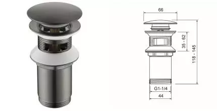 Донный клапан для раковины «Timo» 8011/18 с механизмом Клик-Клак чёрное золото