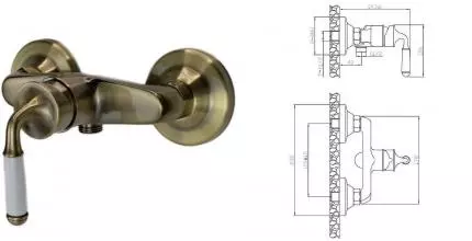 Смеситель для душа «ESKO» Praque PG80 бронза