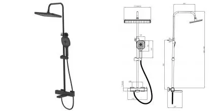 Душевая система «ESKO» STT3054Black с термостатом чёрная