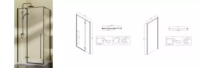 Душевой угол-ограждение «Vincea» Slim-N VSR-5SN1010CLB 100/100 прозрачный/чёрный квадратный без поддона универсальный