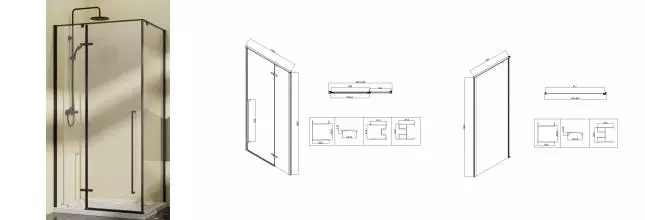 Душевой угол-ограждение «Vincea» Slim-N VSR-5SN9010CLB 100/90 прозрачный/чёрный прямоугольный без поддона универсальный