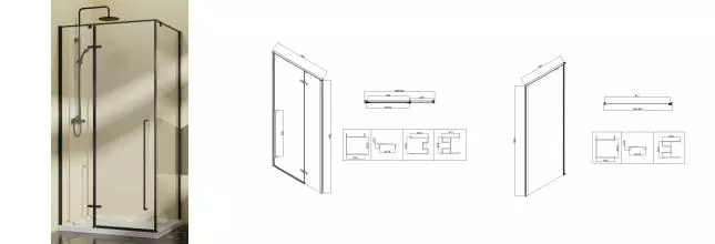 Душевой угол-ограждение «Vincea» Slim-N VSR-5SN9090CLB 90/90 прозрачный/чёрный квадратный без поддона универсальный