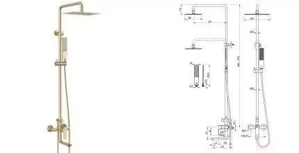 Душевая система «Lemark» Ursus LM7262BG брашированное золото