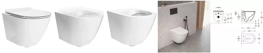 Подвесной унитаз безободковый «Kerama Marazzi» Sfera SF.wc.02/PLMR.seat.02\WHT белый с сиденьем дюропласт с микролифтом белое