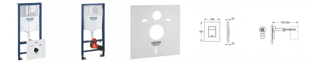 Инсталляция для унитаза с кнопкой «Grohe» Rapid SL 38775001 4 в 1 с кнопкой смыва