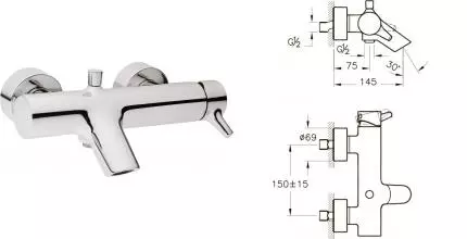 Смеситель для ванны «Vitra» Nest Trendy A42242EXP хром