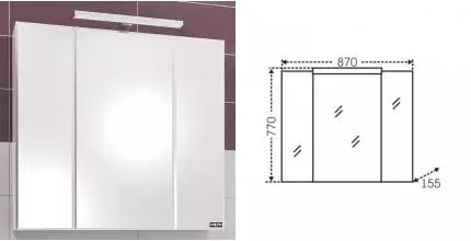 Зеркальный шкаф «СанТа» Стандарт 90 с подсветкой белый