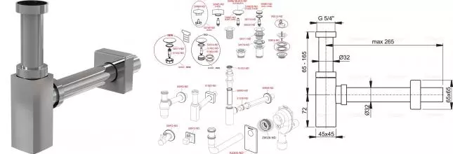 Сифон для раковины «AlcaPlast» A401 хром